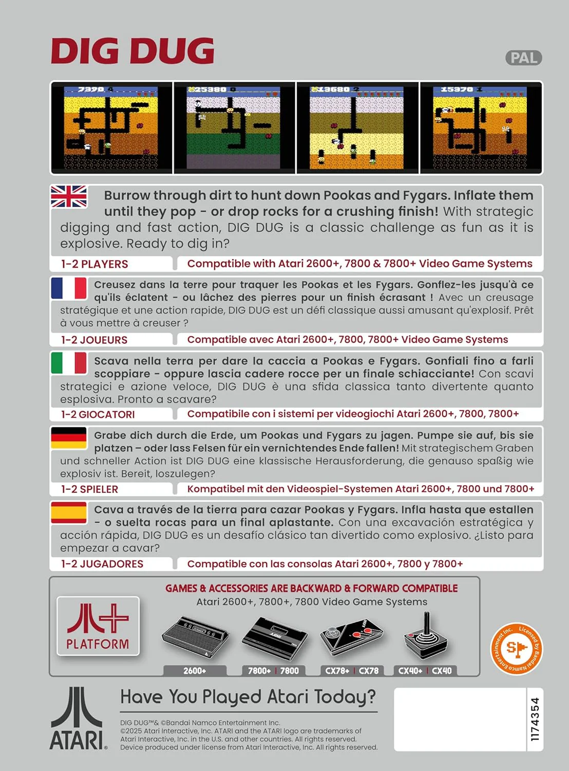 DIG DUG (compatible with Atari 2600+, Atari 7800+ and Atari 7800 video game systems) - Image 2