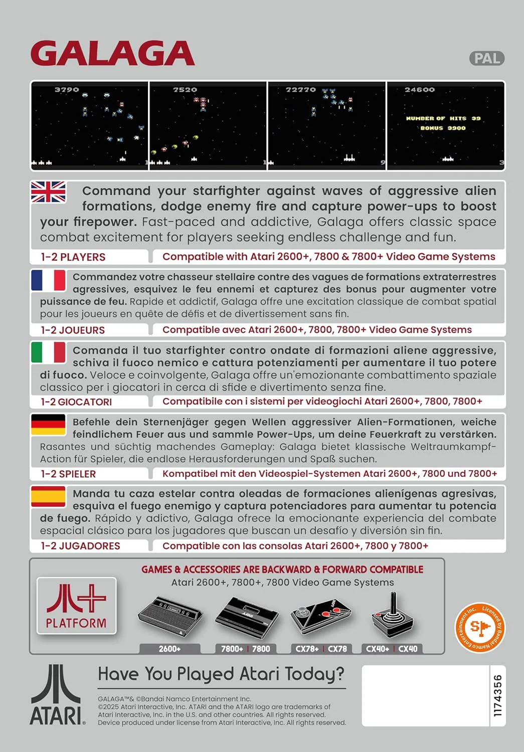 GALAGA (compatible with Atari 2600+, Atari 7800+ and Atari 7800 video game systems - Image 2