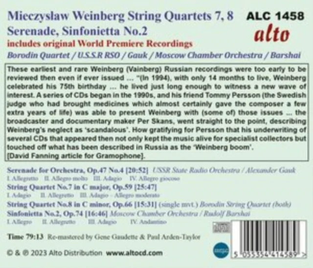 Mieczyslaw Weinberg: String Quartets 7, 8/... [CD / Album]