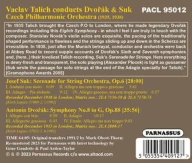 Vaclav Talich Conducts Dvorák Symphony 8/... [CD / Album]